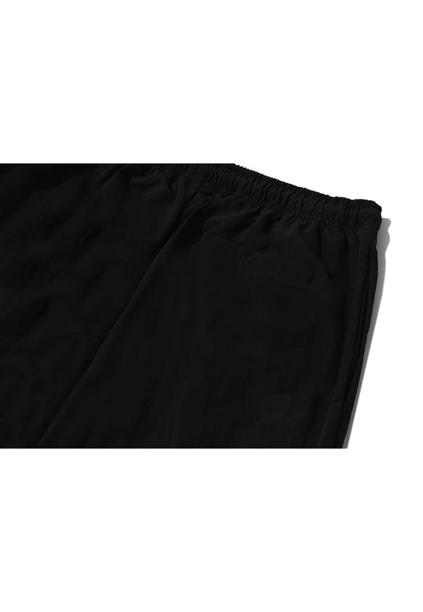 Drape nylon wide pants - BLACK