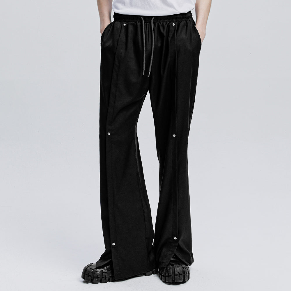 rivet wide flare banding slacks black