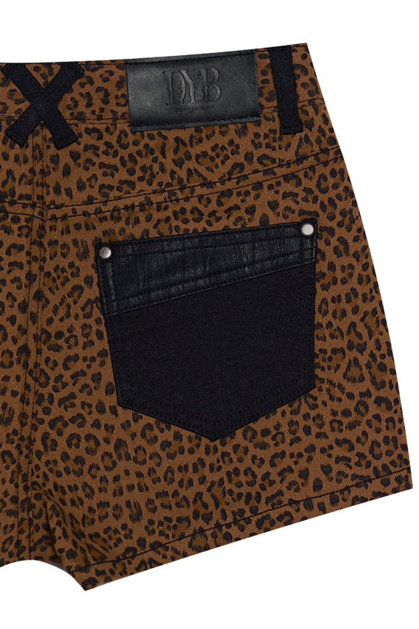 LEOPARD LEATHER POINT SHORT PANTS