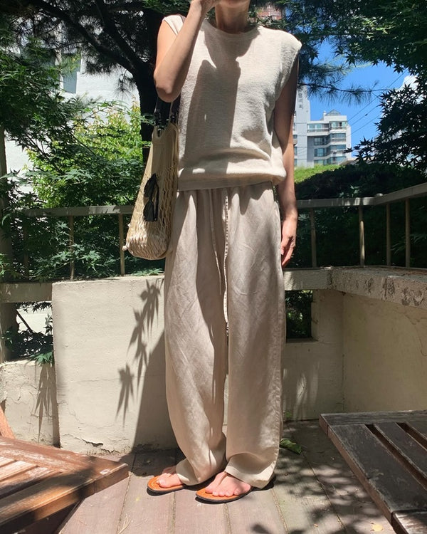 tencel wide pants (beige)