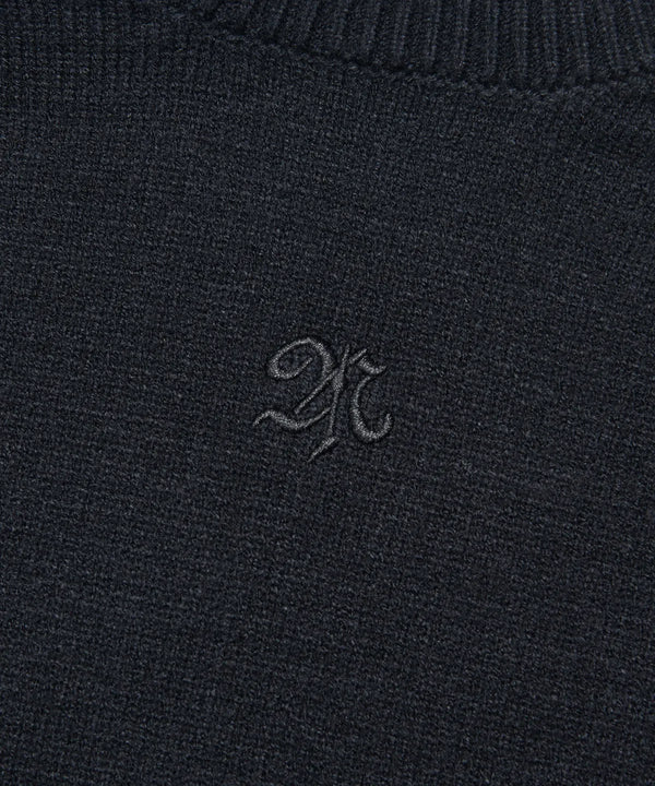 ダブルエコーウールニット-ブラック
