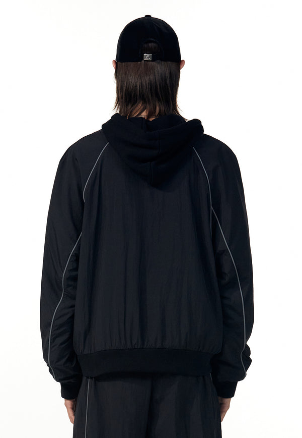 Track logo piping zip-up - BLACK