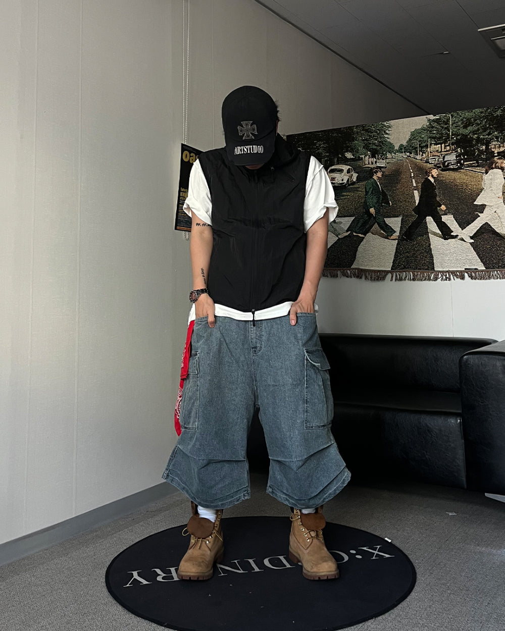 SMダイアゴナルフードベストブラック