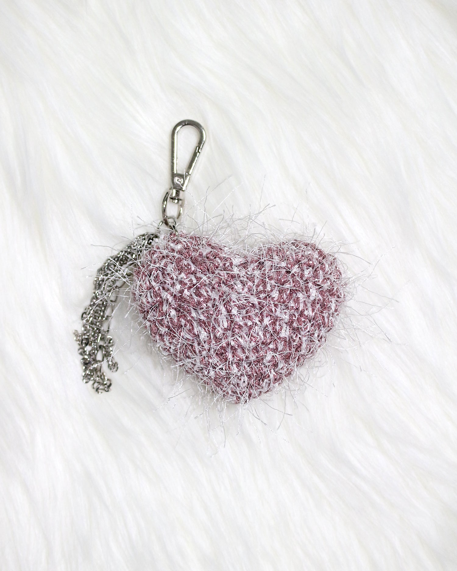 cupid heart keyring (fluffy pink)