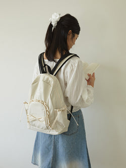 Ruffle ribbon backpack_ivory