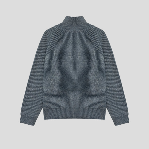 Two-way raglan knit zip-up