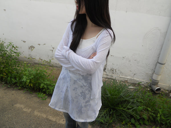 linen shirring cardigan