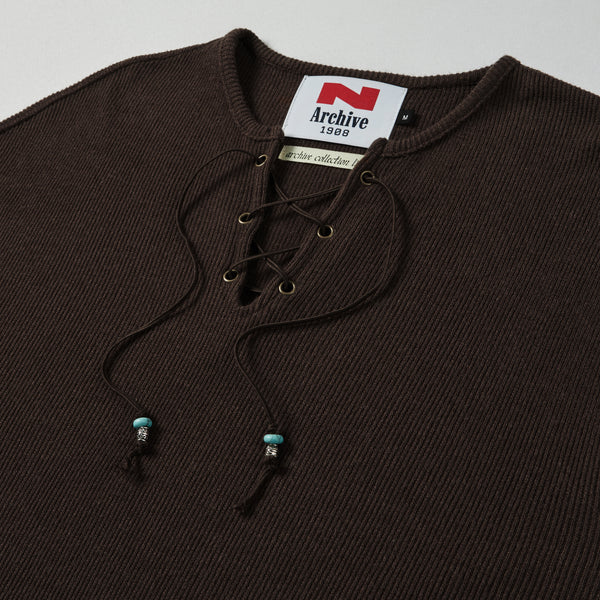 [COLLECTION LINE] NEW ARCHIVE LEATHER STRING KNIT LONG SLEEVE BROWN