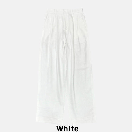 【2plan】Marid Linen Two-Tuck Slacks Marid Linen Two-Tuck Slacks - 2PLAN | 60% - Asian Fashion