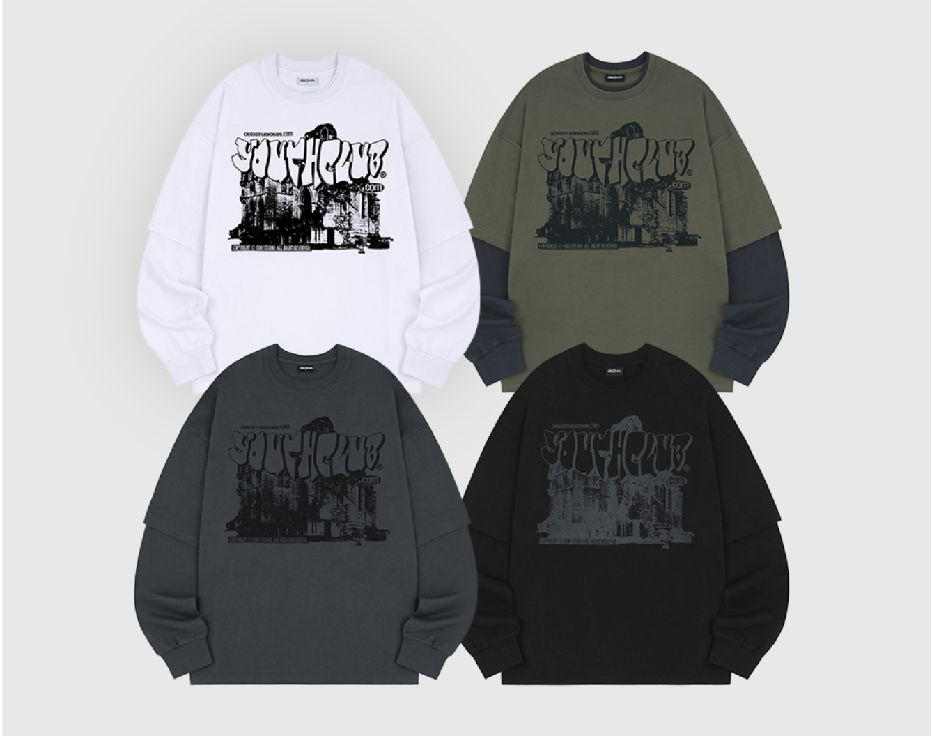 Youth Club Graphic Layered Oversized Fit Long Sleeve