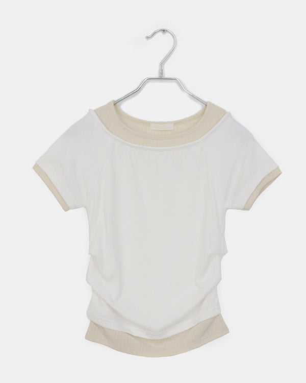 アンデカラーリングレイヤードショートスリーブTシャツ