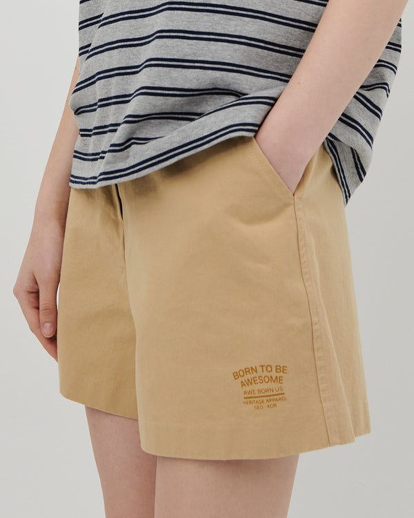 LETTERING PRINT SHORTS [BEIGE]