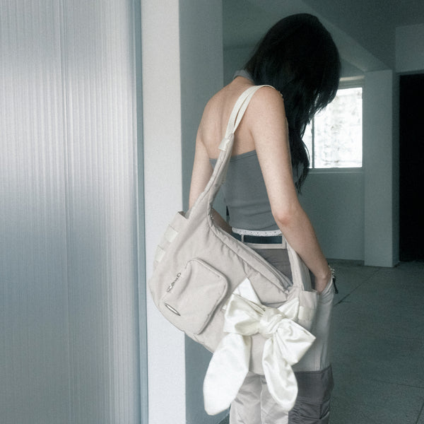 bow cross bag (beige)