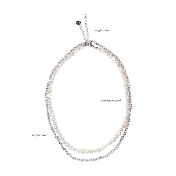 [set] pearl layered necklace