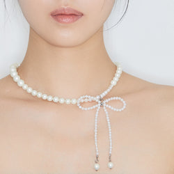 Pearl ribbon necklace