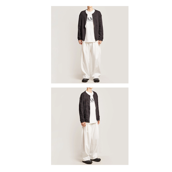 WIDE FIT TWO-TUCK PLEATS SWEAT PANTS_WHITE 起毛 