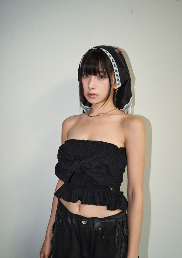 bow tube top - black