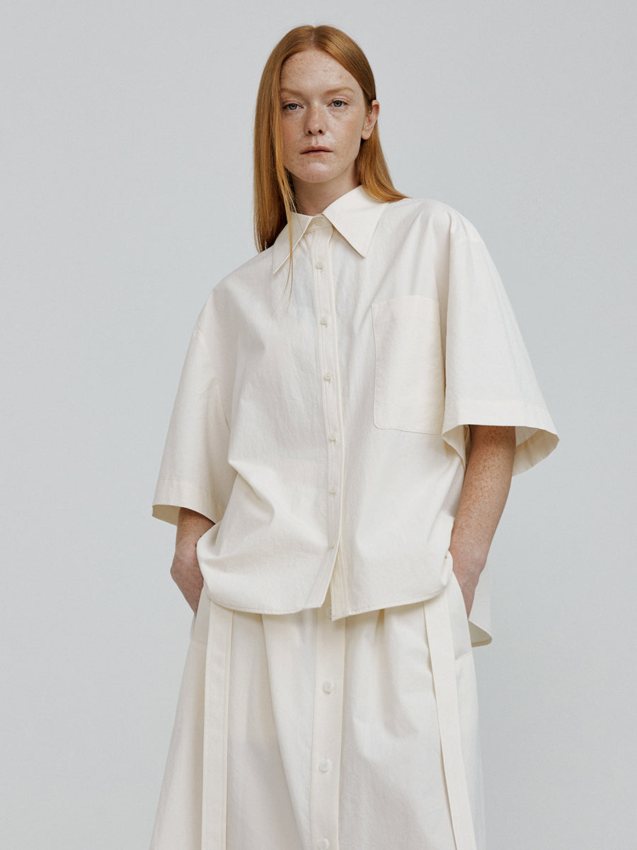 WILLOW cotton half sleeve shirts [ivory]