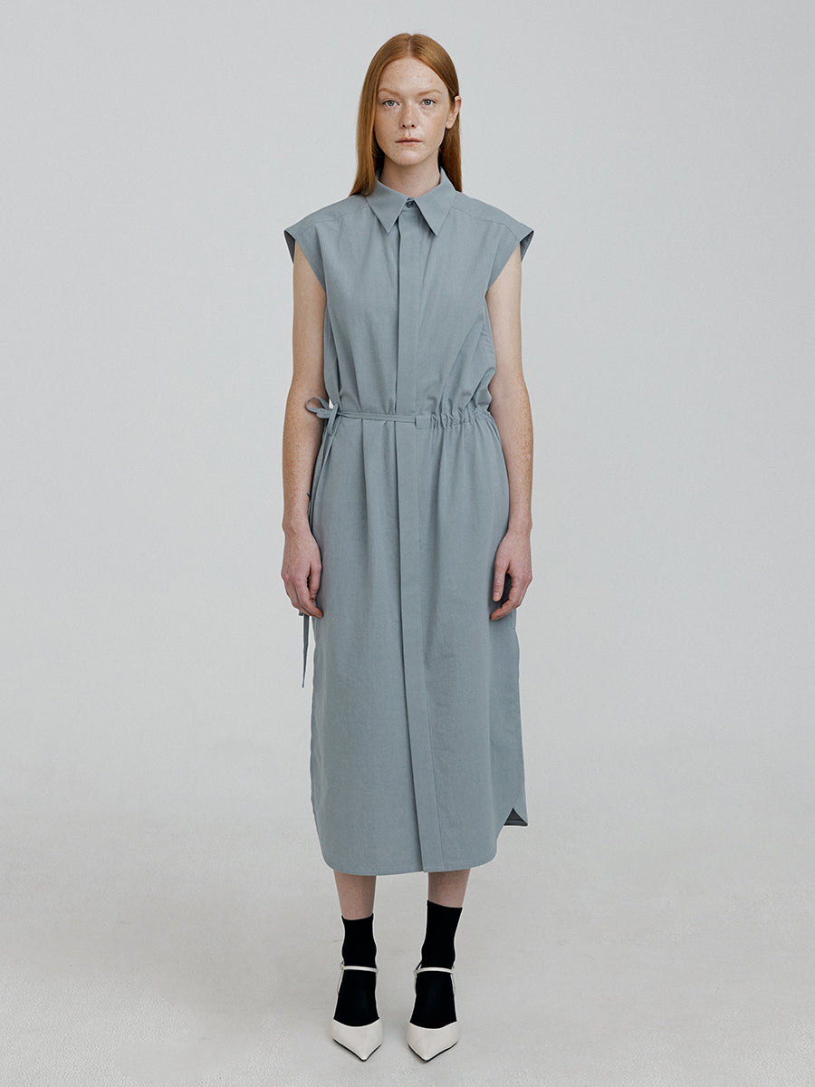 POSH string detail sleeveless dress [grey]