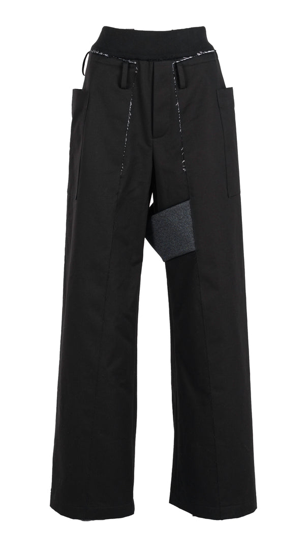 Raw Edge Elastic Pants