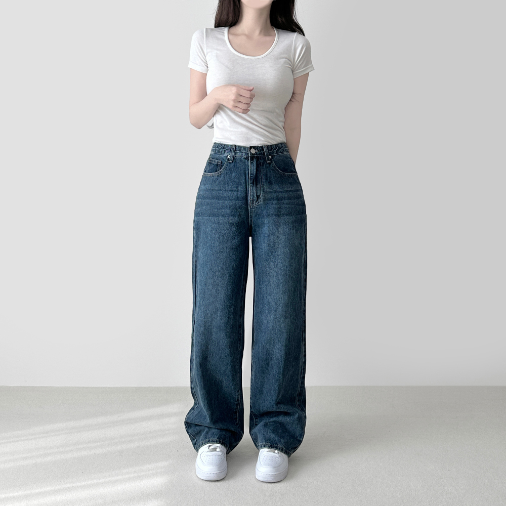 If denim wide pants