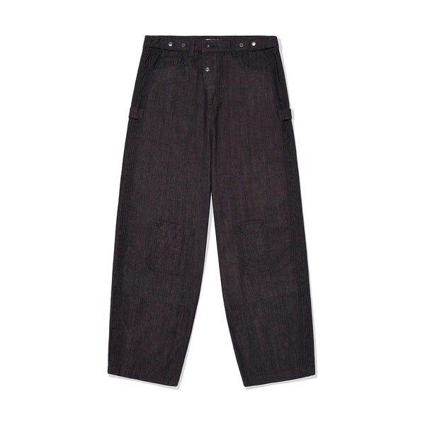 Indian double knee denim pants / Maroon black