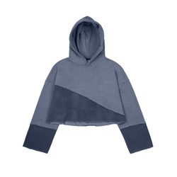 PIGMENT TWO BLOCK CROP HOODIE_BLUE NAVY