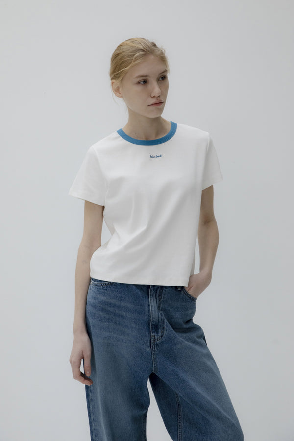 Contrast half t-shirt (ivory)