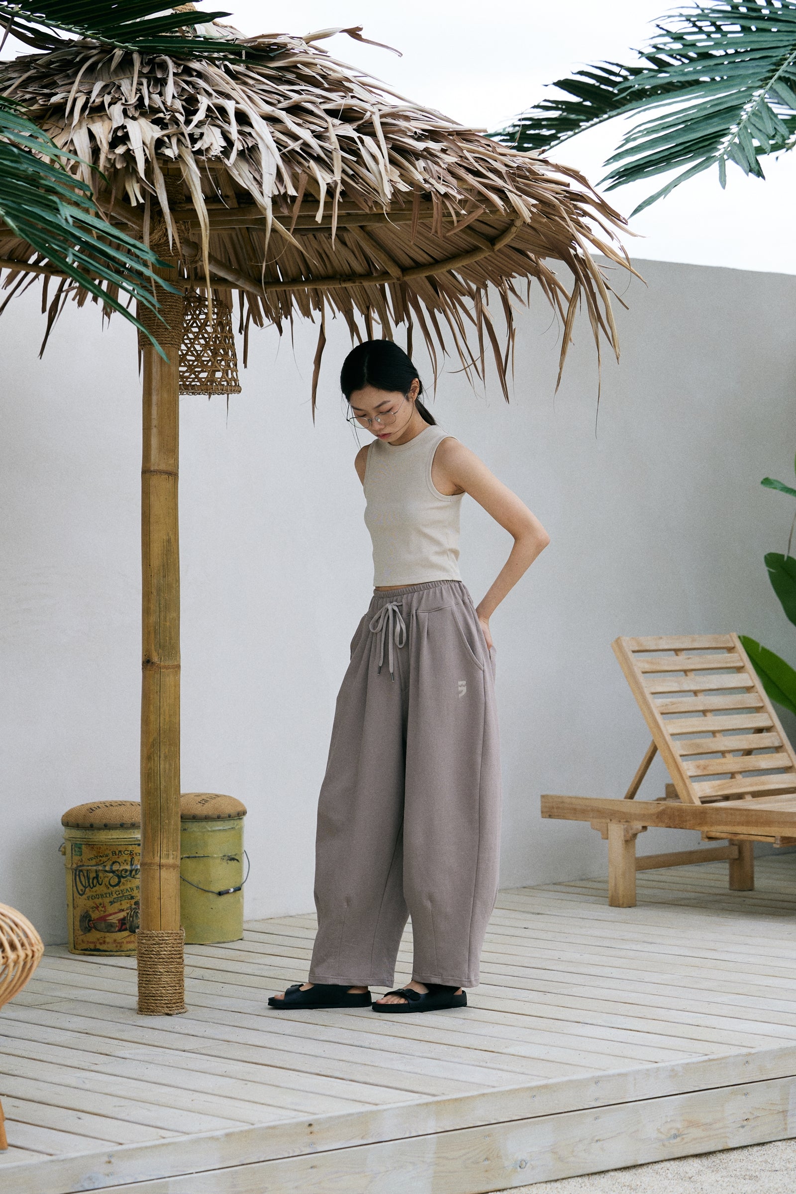 PIN-KNIT BALLOON PANTS (Beige)