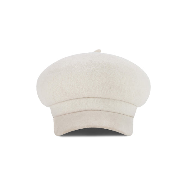 VA Stud Wool Combo Newsboy Cap / Ivory