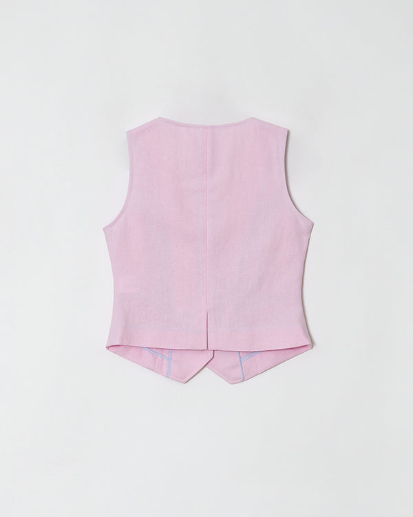 Lou linen Vest _ pink(1 PCS)