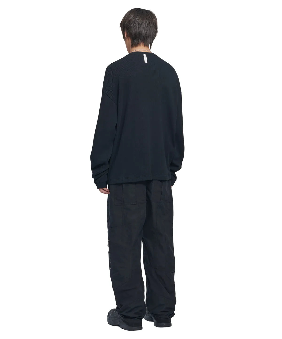 [NOMANUAL] P.T WAFFLE LONG SLEEVE TEE ★大人気★ P.T WAFFLE LONG SLEEVE TEE - BLACK - nomanual | 60% - Asian