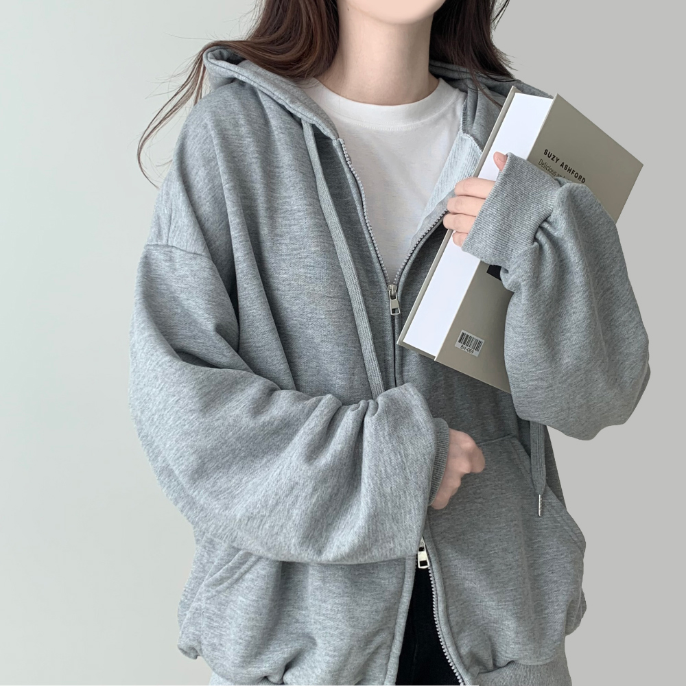 New Bee Oversized Fit Hooded Zip Up