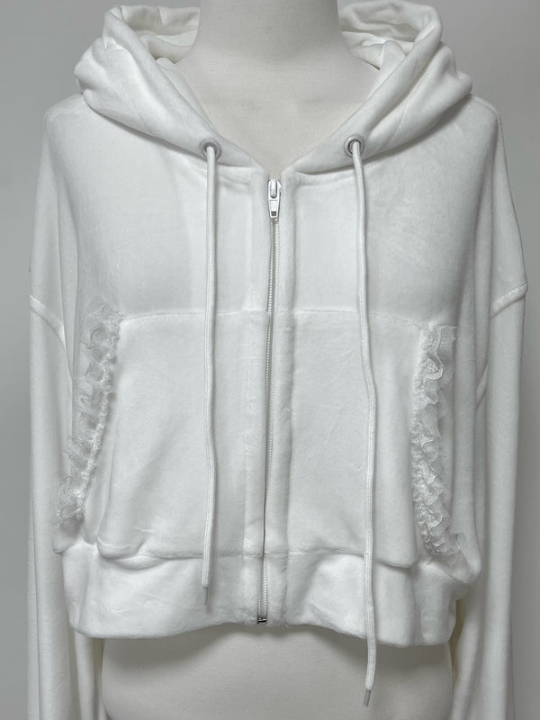 [MADE] Velvet Lace Hoodie (white)