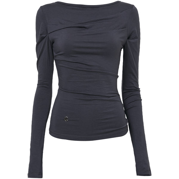 Backless Drape Long Sleeve (FL-130_Charcoal)