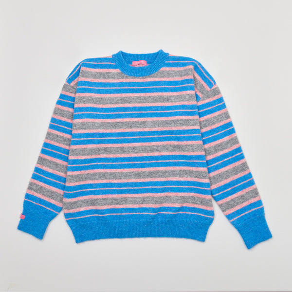 MULTI STRIPE LONG SLEEVE KNIT BLUE