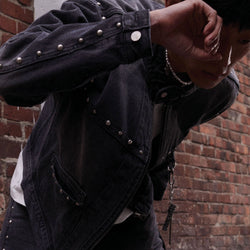 STUD HOOK DENIM RACER JACKET_BLACK