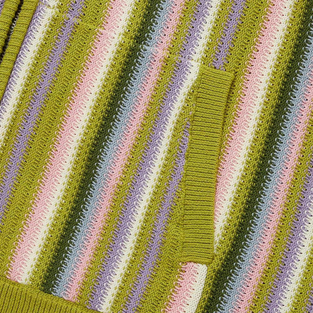 STRIPE KNITTED ZIPUP (GREEN)