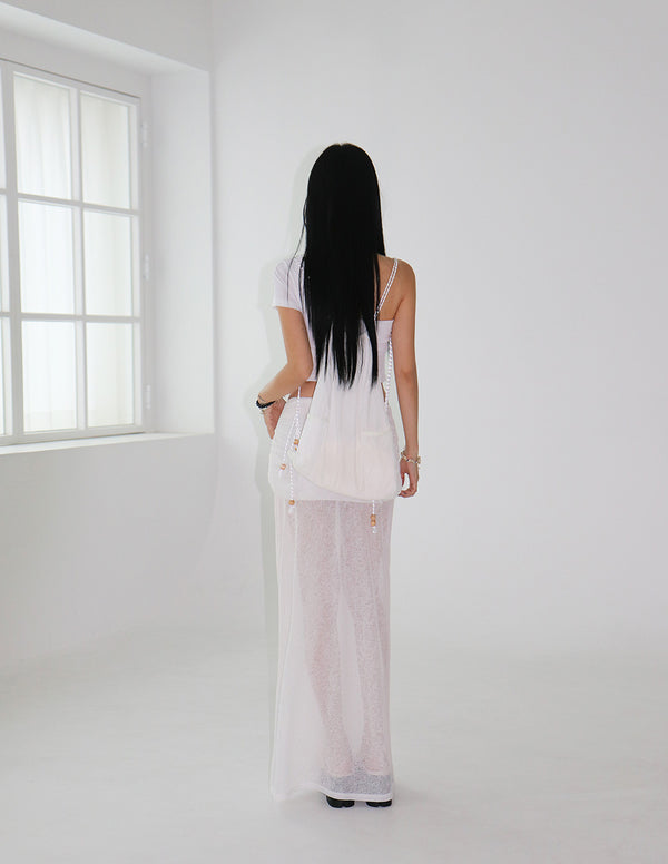 see-through layered maxi long skirt