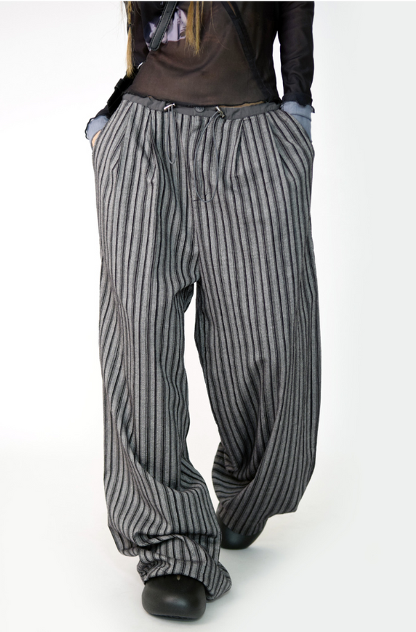 pleats stripe banding pants(3color)