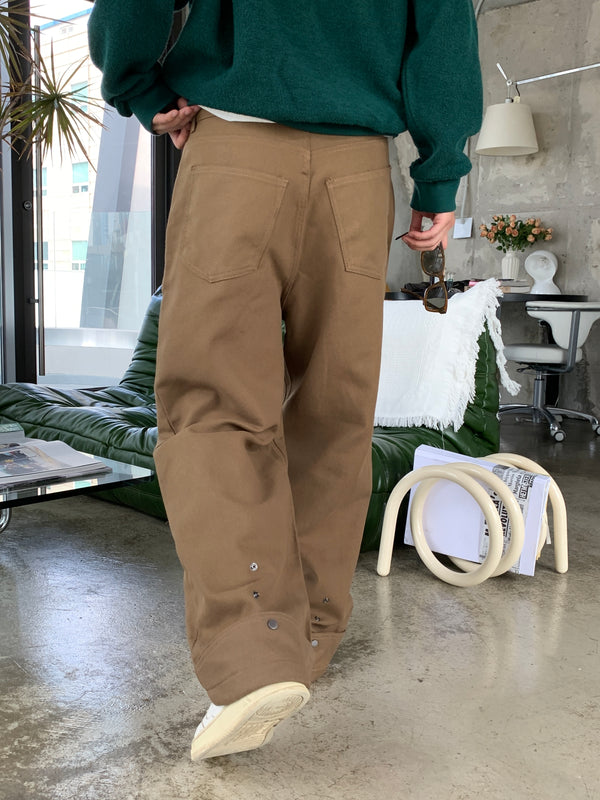 Back snap twill pants