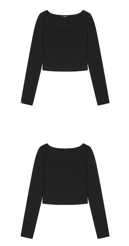 [mnem] embroidery glam top (black)