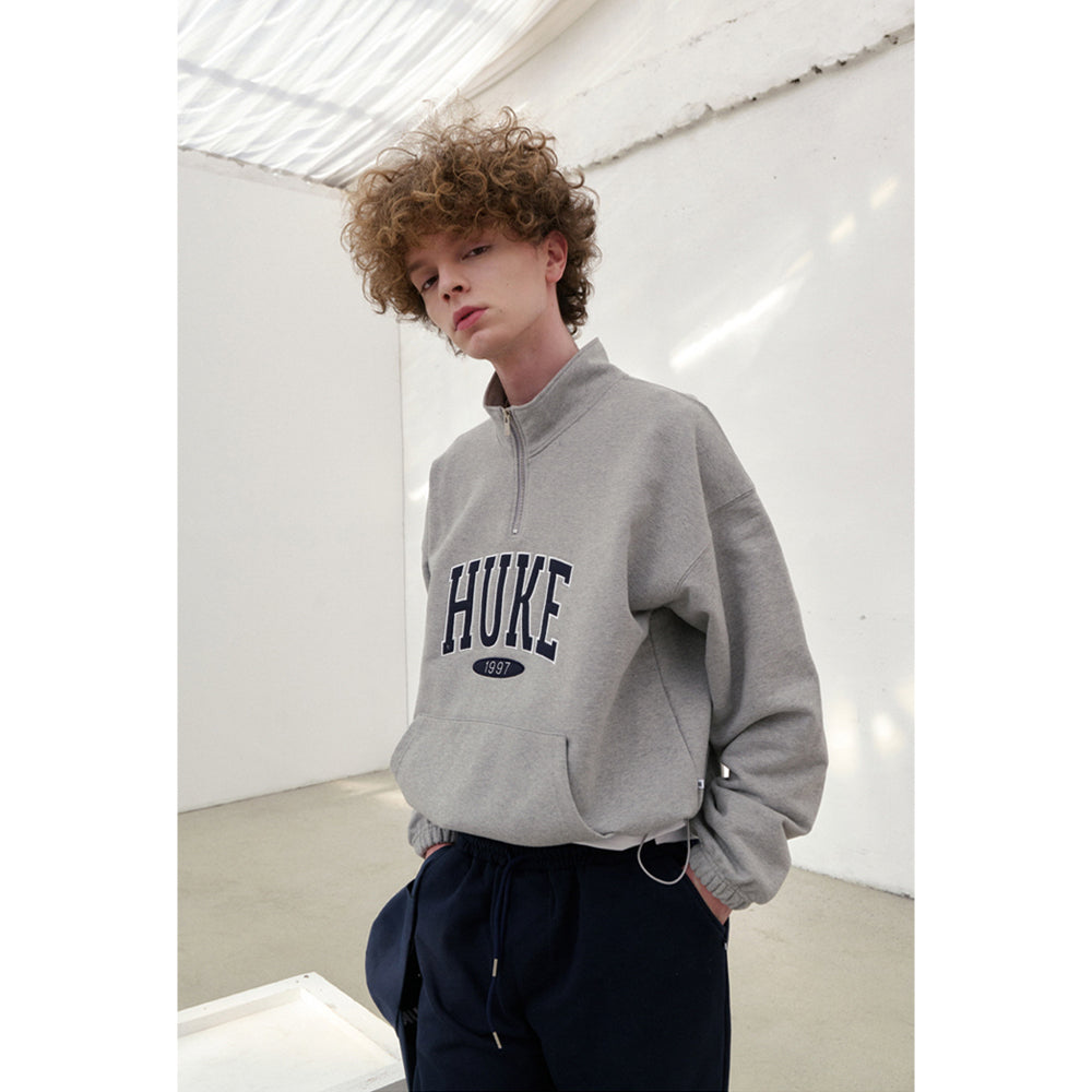 HUKE Logo Navy Half zip-up MTM