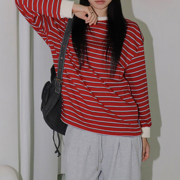 Ratto Stripe Color Long Sleeve Sweatshirt