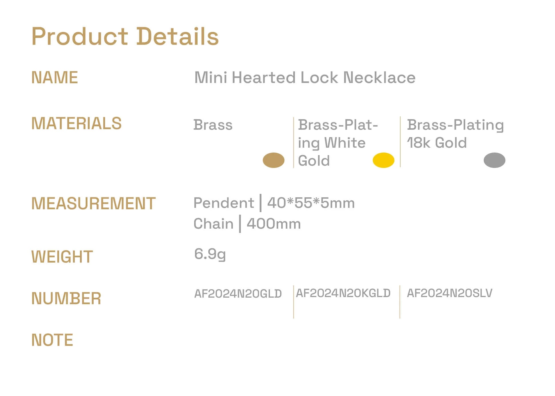 プローバーブスオブラブ 24AW / ミニハートロックネックレス