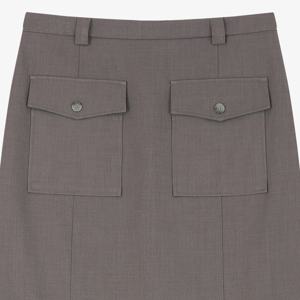 Pocket Long Skirt Brown