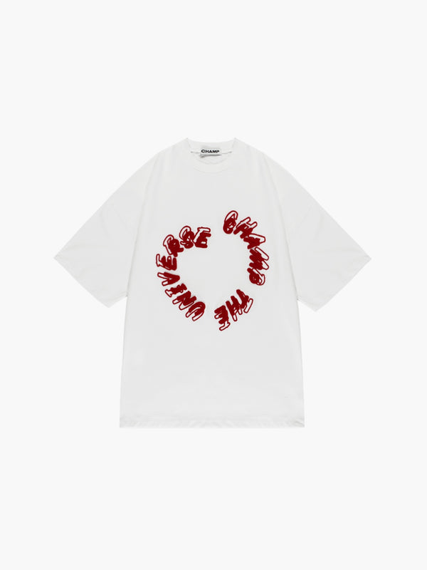  [Tight fabric!!] Never Heart Bookle Overfit Short Sleeve