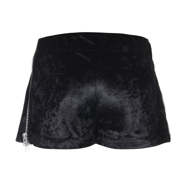 surgery side zip velvet track micro shorts 'black'