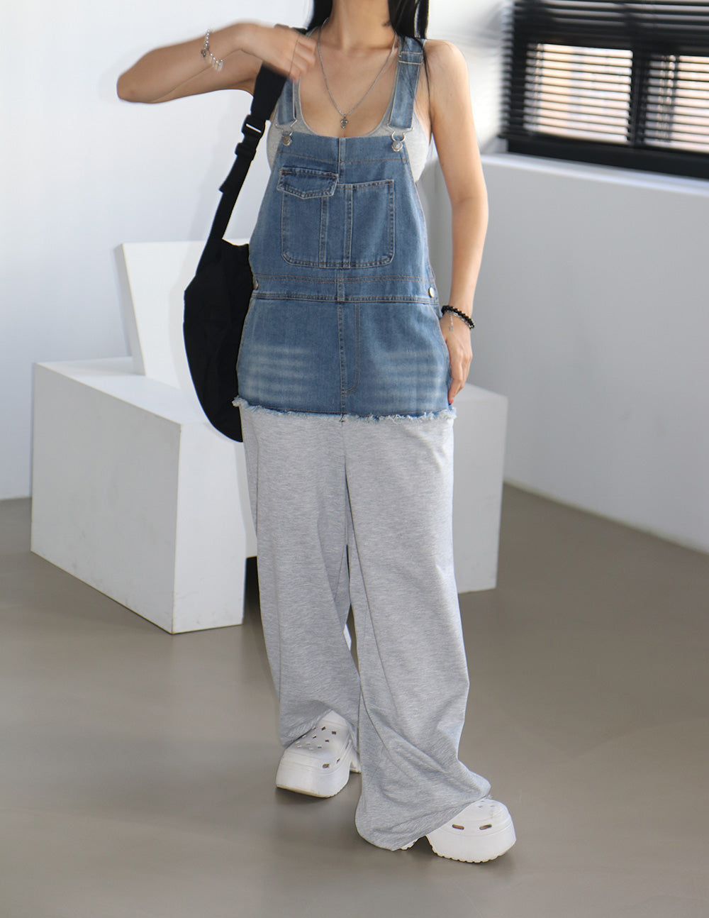 Patch Colored Denim Overall Overalls