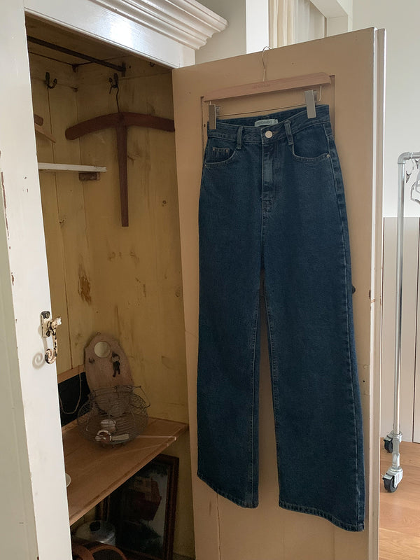 [MADE]Basket fall vintage blue semi-wide bootcut jeans denim pants